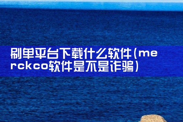 刷单平台下载什么软件