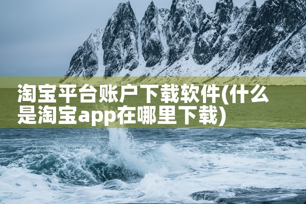 淘宝平台账户下载软件