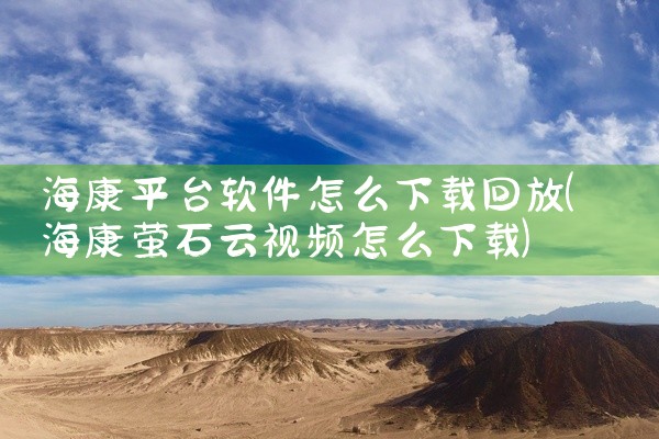 海康平台软件怎么下载回放