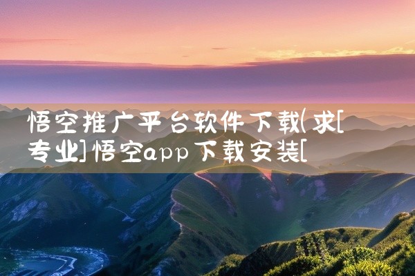 悟空推广平台软件下载