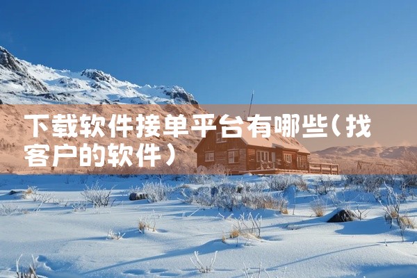 下载软件接单平台有哪些