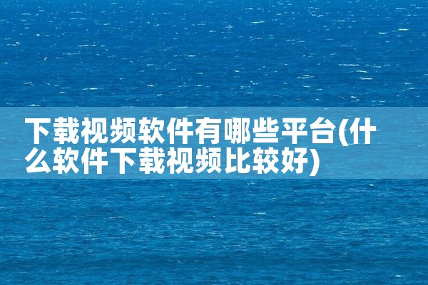 下载视频软件有哪些平台